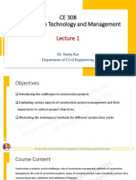 CE 308 Construction Technology and Management: Dr. Santu Kar Department of Civil Engineering