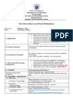 Department of Education: Class Observation Lesson Plan in Mathematics 6