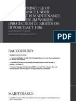 Explain Principle of Maintenance Under Law - What Is Maintenance Under Muslim Women. (Protection of Rights On DIVORCE) ACT 1986