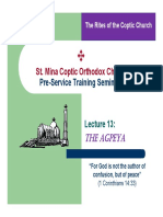 St. Mina Coptic Orthodox Church: Pre-Service Training Seminars