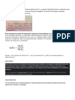 Para Calcular Los Moles Es Necesario Conocer La Masa Atómica o La Molecular, Dependiendo