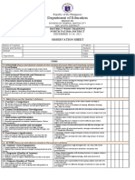 Department of Education: Observation Sheet