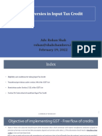 Controversies in Input Tax Credit: Adv. Rohan Shah Rohan@shahchambers - in February 19, 2022