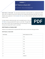 KCET Marks Vs Ranks 2021