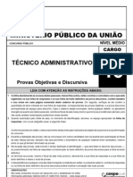 Prova Técnico Administrativo Cargo 46 CESPE