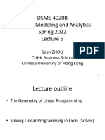 DSME 4020B Decision Modeling and Analytics Spring 2022: Sean ZHOU CUHK Business School Chinese University of Hong Kong