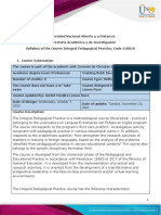 Syllabus of The Course Integral Pedagogical Practice