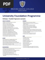 University Foundation Programme: Pathways - Possible Progression Examples