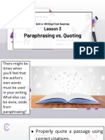 Paraphrasing vs. Quoting