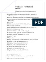 Performance Verification: Test Equipment Checklist