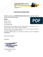 Certificado de Operatividad - Hyster 25.0 TN - Enero - 2022