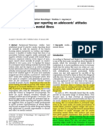 Influence of Newspaper Reporting On Adolescents' Attitudes Toward People With Mental Illness