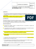 Ordem de Serviço Autorização para Trabalho A Quente Eou Geradores de Centelhas