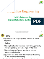 Irrigation Engineering: Unit 1-Introduction Topic: Duty, Delta & Base Period