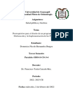 Prerrequisitos para El Diseño de Un Programa de Salud Elaboración y La Implementación de Los Programas