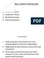 4.0 Lateral Earth Pressure: 2. Rankine's Theory 3. Coulomb's Theory 4. Worked Examples 5. Tutorial Questions