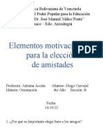 Trabajo de Orientación - Elementos Motivaciones para La Elección de Amistades