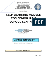 Self Learning Module For Senior High School Learners