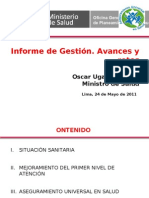 Informe de Gestión - OSCAR UGARTE, MINISTRO DE SALUD