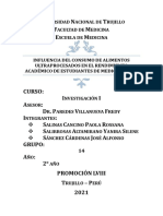 Influencia Del Consumo de Alimentos Ultraprocesados en El Rendimiento Académico de Estudiantes de Medicina - Unt