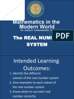 Mathematics in The Modern World: The Real Number System