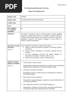 The Hong Kong Polytechnic University Subject Description Form