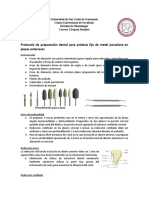 Protocolo de Preparación Dental para PF de Metal Porcelana y Totalmente Ceramicas en Anteriores