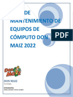 Plan de Mantenimiento de Equipos de Cómputo Actualizado