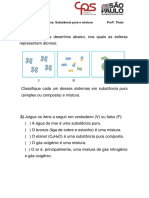 Exercícios - Substância Pura e Mistura