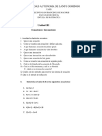 Unidad III ECUACIONES E INECUACIONES Y SISTEMA DE ECUACIONES