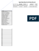 Input Data Sheet For E-Class Record: Region Division District School Name School Id