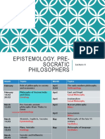 Lecture 4. Epistemology. Pre-Socratic Philosophers