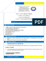 Table of Content: Teacher's Rights, Duties and Responsibilities