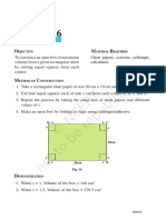 Activity 16: Chart Papers, Scissors, Cellotape, Calculator