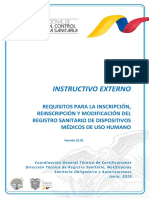 IE B.3.2.1 DM 01 - Requisitos para La Inscripción Reinscripción Modificación Del Registro Sanitario - Dispositivos Médicos