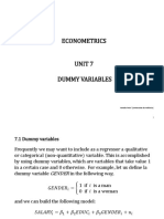 Econometrics Unit 7 Dummy Variables: Amado Peiró (Universitat de València)