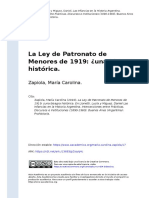 Zapiola, María Carolina (2010) - La Ley de Patronato de Menores de 1919 Una Bisagra Histórica