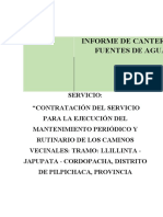 Informe de Canteras y Fuentes de Agua