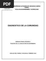 Diagnostico de La Comunidad: Universidad Autonoma de Chihuahua Campus Parral. Facultad de Enfermeria Y Nutriologia