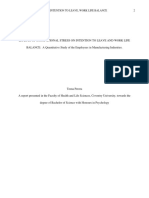 EFFECTS OF OCCUPATIONAL STRESS ON INTENTION TO LEAVE AND WORK LIFE BALANCE A Quantitative Study of The Employees in Manufacturing Industries.