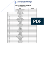 Inventory List in Science Laboratory