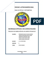 Tema Nro. 4 - Procesos de Fabriacion de Los Lentes Oftálmicos