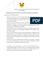 Para Sensibilizar y Orientar A Los Padres de Familia para El Desarrollo de La Prueb1