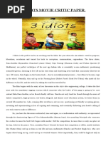 3 Idiots Movie Critic Paper