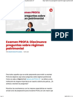 Examen PROFA Diecinueve Preguntas Sobre Régimen Patrimonial LP