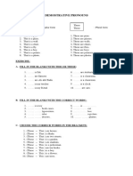 Demostrative Pronouns: Exercise: A. Fill in The Blanks With This or These