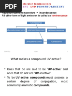 Fluorimetry: Mol Ecul Ar Luminescence AND Luminescence