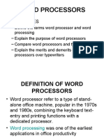 Word Processors: - Objectives