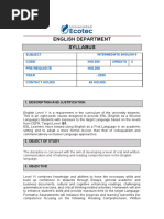 English Department Syllabus: Subject Code ING 250 Credits 3 Pre-Requisite ING 250 Year - 2020 Contact Hours 48 Hours