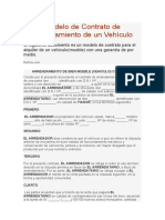 Modelo de Contrato de Arrendamiento de Un Vehículo